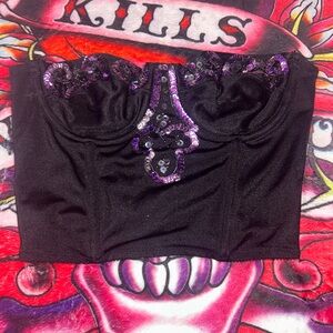 GLO Jeans Black and Purple Sequin Crop Top